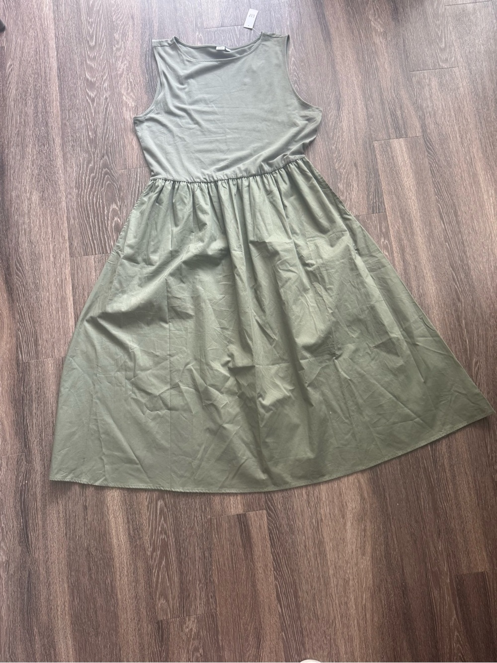 GAP Olive Green Sleeveless Gathered Dress